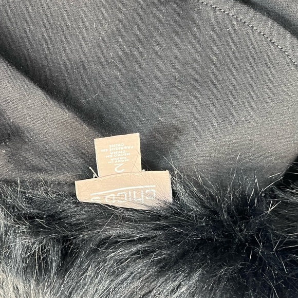 Chicos Black Faux Fur Ponte Vest Size 2 Tie Waist Sleeveless Office Fashion - Picture 5 of 8